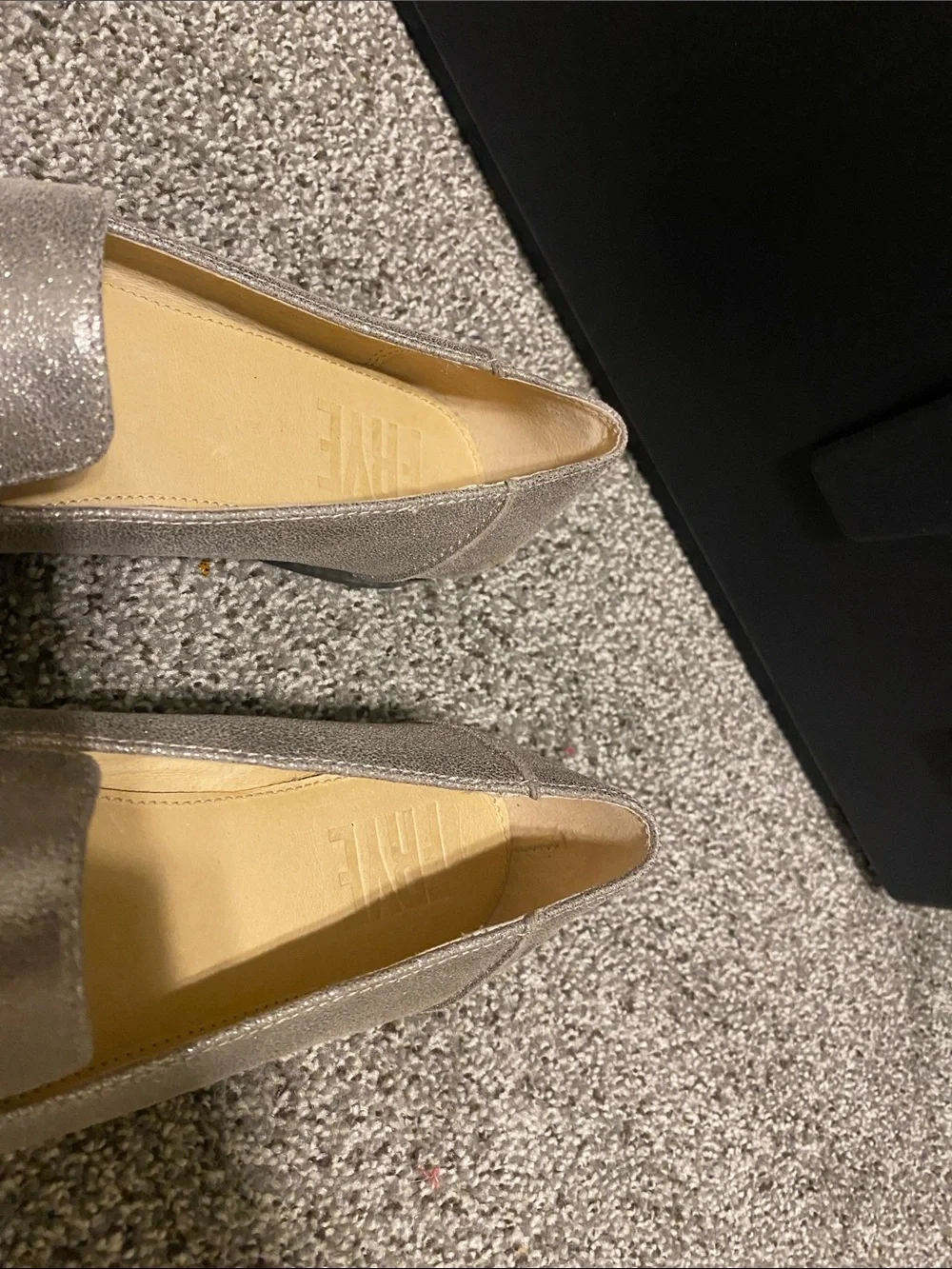 Frye Metallic Silver Pointed Slip-On Flats